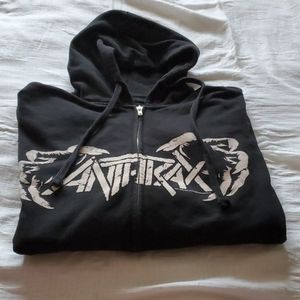 Used ANTHAX METAL zip up Hoodie  2XL
